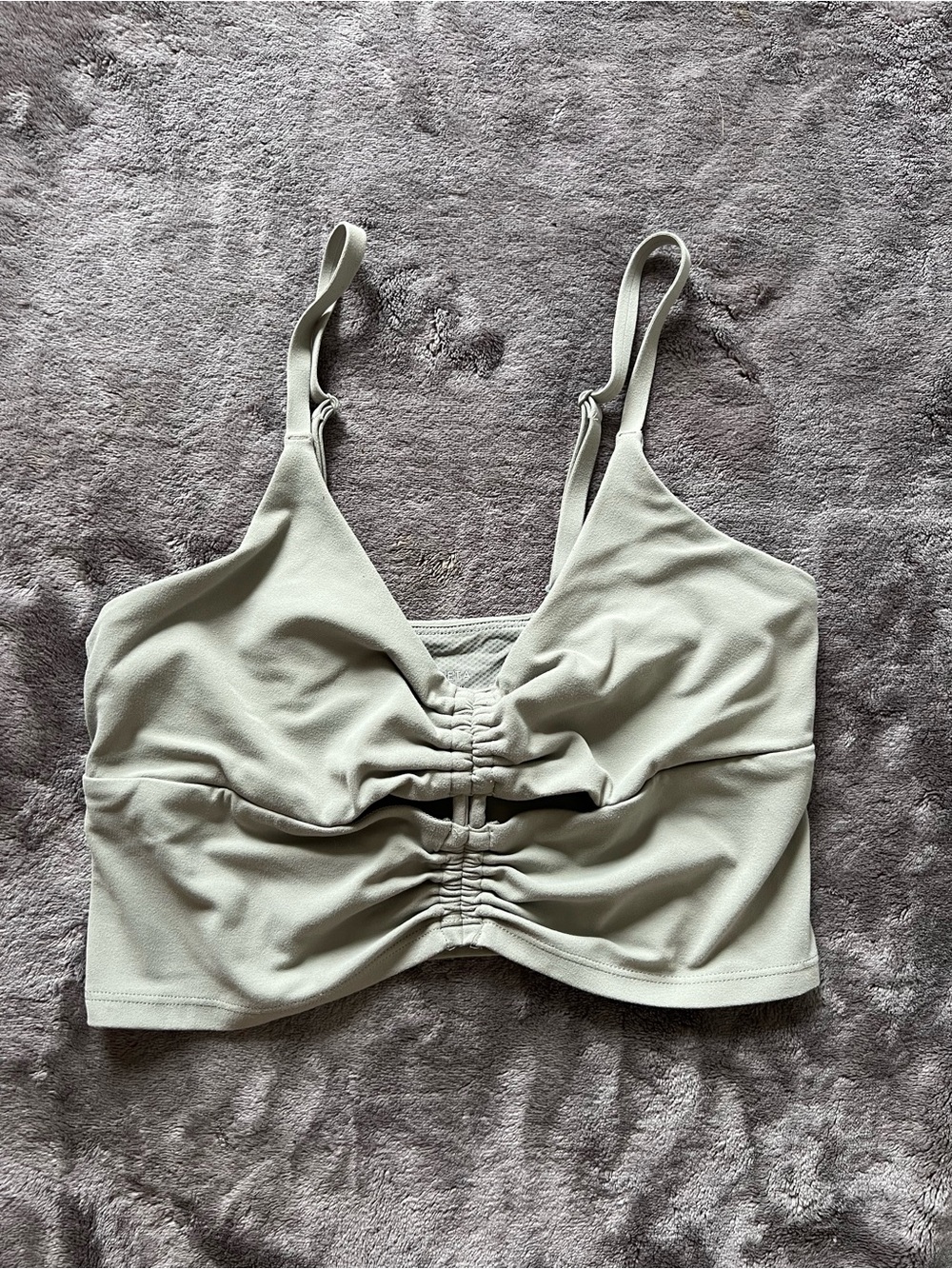 Athleta Light Sage Ruched Sports Bralette